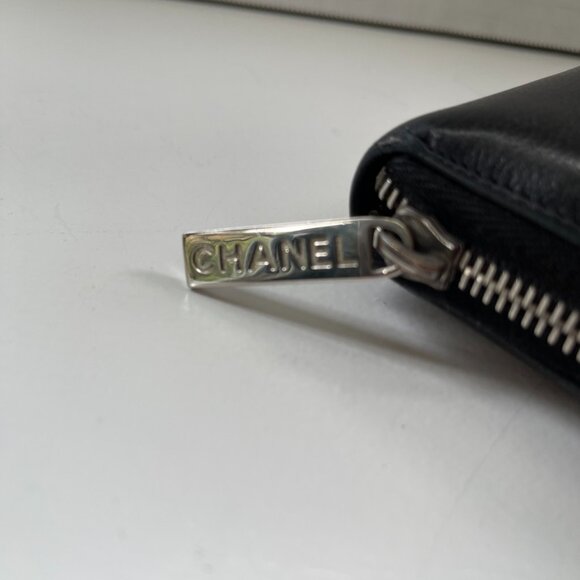 Chanel Zip Around Long Wallet Black Leather with CC Logo - Picture 4 of 10